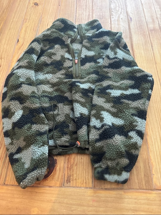 No Boundaries Tops - No Boundaries Olive Green Camo Sherpa Pullover Hoodie